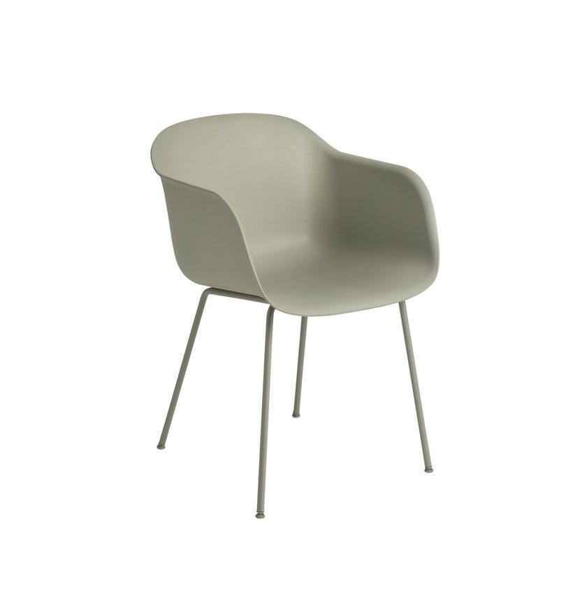 Fauteuil FIBER tube base de Muuto, Dusty green