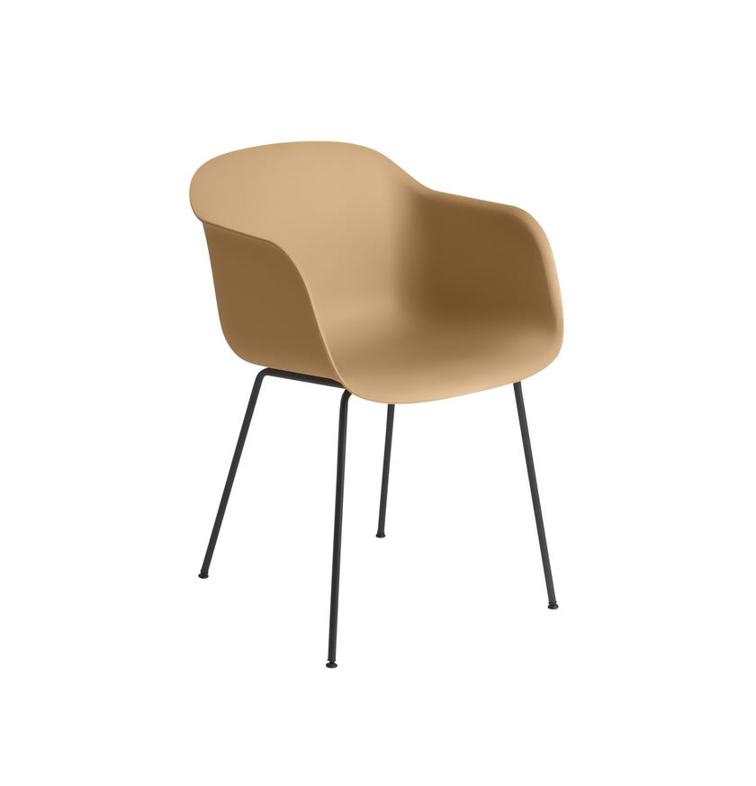 Fauteuil FIBER tube base de Muuto, Ocre / Noir