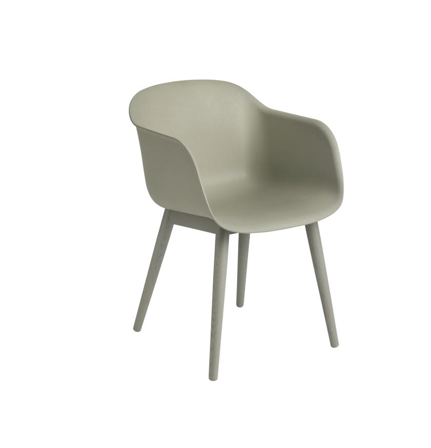 Fauteuil FIBER piétement bois de Muuto, Dusty green