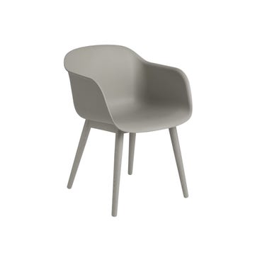 Fauteuil FIBER piétement bois de Muuto, Gris