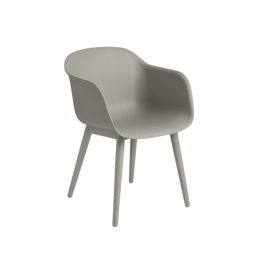 Fauteuil FIBER piétement bois de Muuto, Gris