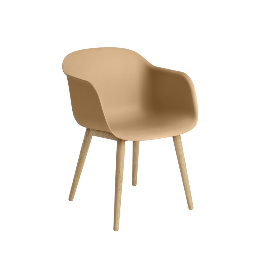 Fauteuil FIBER piétement bois de Muuto, Ocre / Chêne