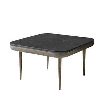 Table basse FLY SC11 de &Tradition, Piétement chêne fumé et plateau marbre Nero Marquina