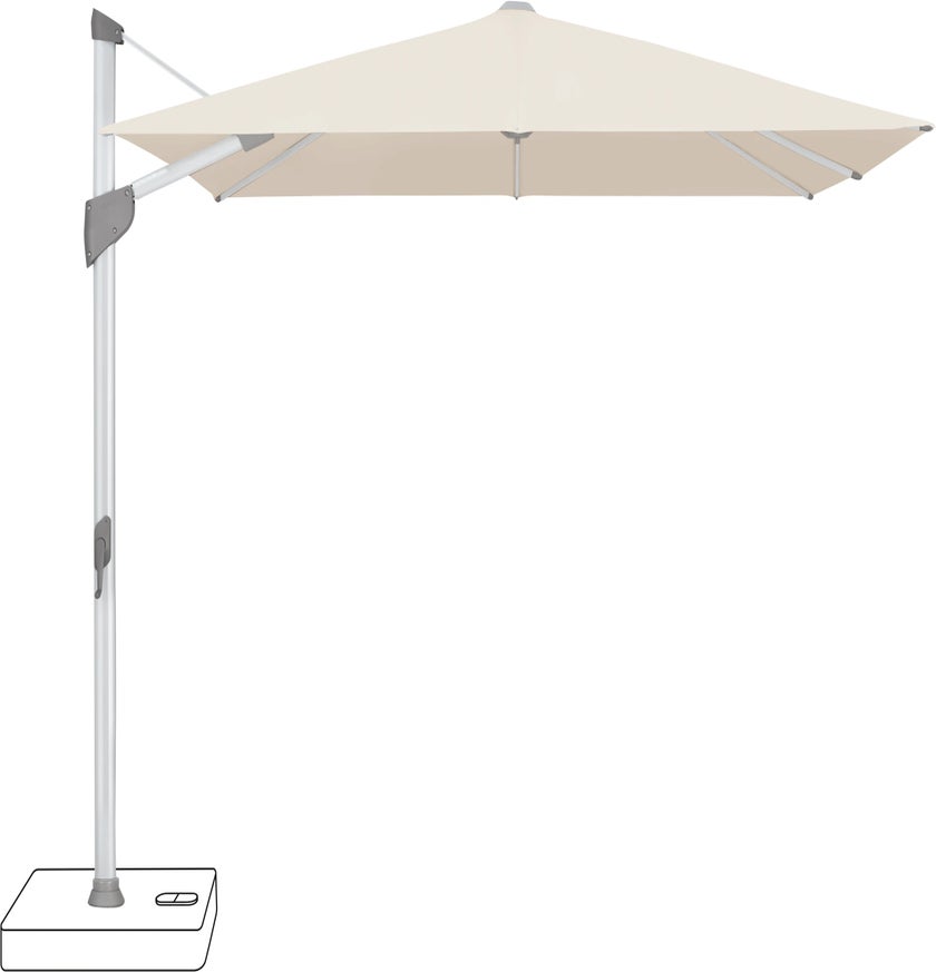 Parasol décentré FORTANO® de Glatz, 400 x 300, Structure anodisé naturelle, Toile 453 Vanilla