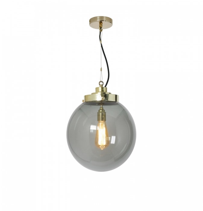 Suspension MEDIUM GLOBE d'Original BTC, Verre anthracite, Laiton