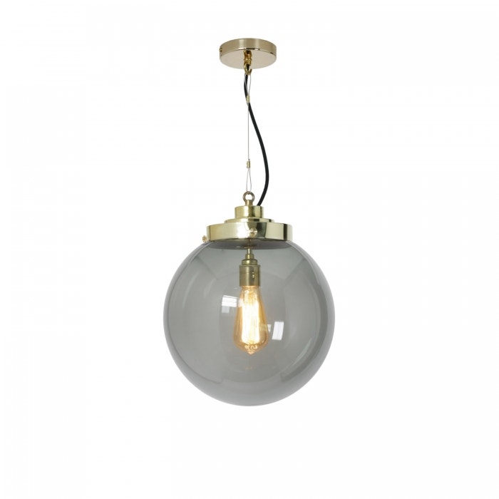 Suspension MEDIUM GLOBE d'Original BTC, Verre anthracite, Laiton Suspension MEDIUM GLOBE d'Original BTC, Verre anthracite, Laiton