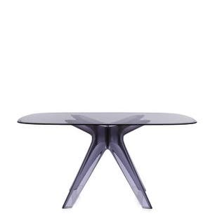 Table SIR GIO Carrée de Kartell, Pieds fumé, Fumé