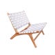 Chaise lounge BORO, Cuir blanc et teck brut