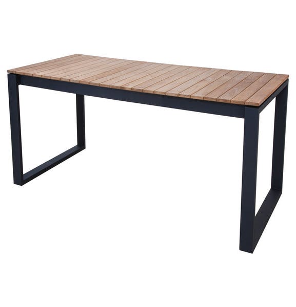 Table MARCO de Cèdre Rouge Collection, 220x100, Pieds alu noir, Plateau teck 