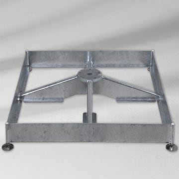 Socle M4, 180 kg, (pour 12 dalles 40 × 40 × 4 cm), 91 × 91 × 15.5 – 19.5 cm, en acier zingué 