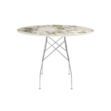Table ovale GLOSSY de Kartell, Structure acier chromé, Plateau Symphonie