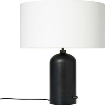 Lampe de table GRAVITY de Gubi, Blackened Steel, Abat-jour blanc