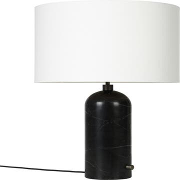 Lampe de table GRAVITY de Gubi, Noir marbré, Abat-jour blanc