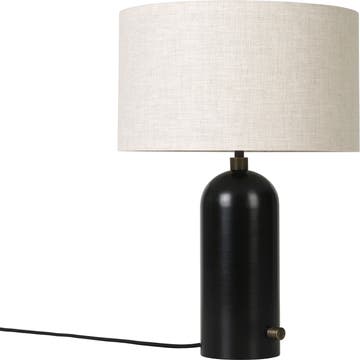 Lampe de table GRAVITY de Gubi, Blackened Steel, Abat-jour canvas