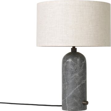 Lampe de table GRAVITY de Gubi, Gris marbré, Abat-jour canvas