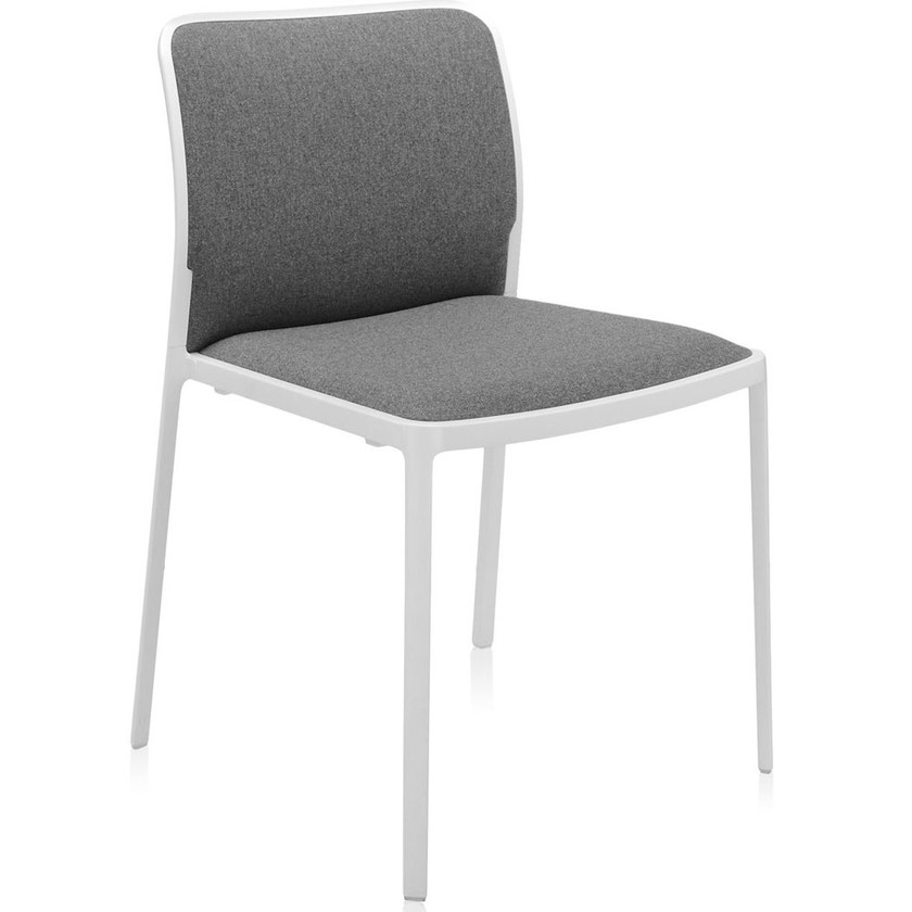 Chaise AUDREY SOFT de Kartell, Gris, Structure blanche Chaise AUDREY SOFT de Kartell, Gris, Structure blanche