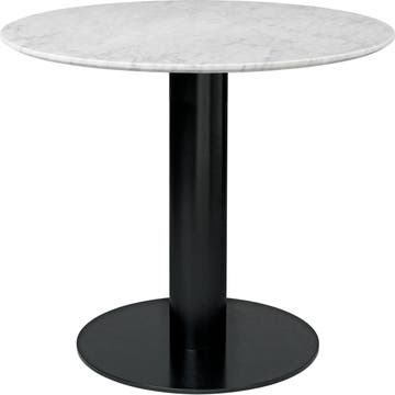 Table 2.0 de Gubi, Base noire, Ø110, White Carrara Marble