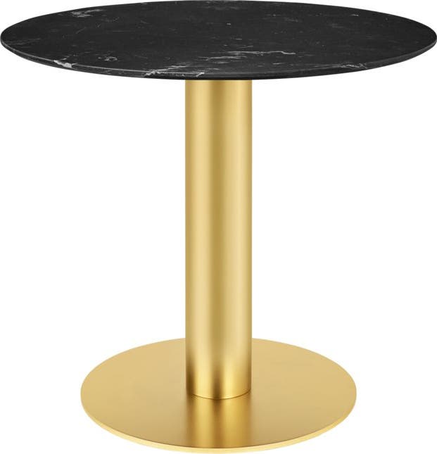 Table 2.0 de Gubi, Base laiton, Ø110, Black Marquina Marble