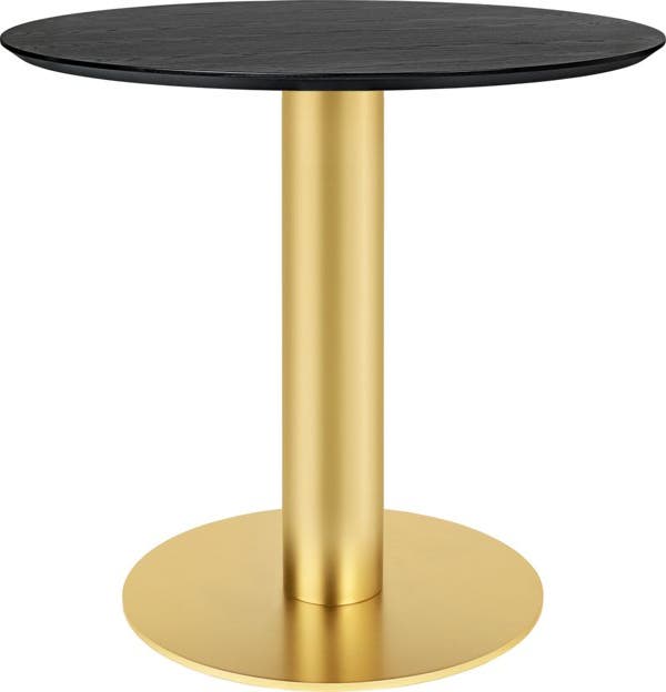 Table 2.0 de Gubi, Base laiton, Ø110, Black Stained Ash Semi Matt Lacquered