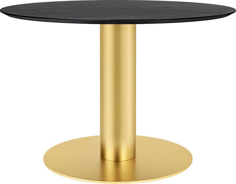 Table 2.0 de Gubi, Base laiton, Ø110, Black Stained Ash Semi Matt Lacquered Table 2.0 de Gubi, Base laiton, Ø110, Black Stained Ash Semi Matt Lacquered