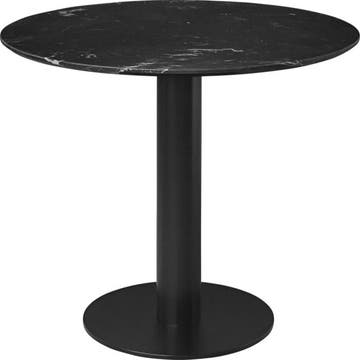 Table à manger 2.0 de Gubi, Ø 130 cm, Structure noire, Black Marquina Marble