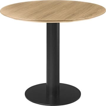 Table à manger 2.0 de Gubi, Ø 130 cm, Structure noire, Chêne