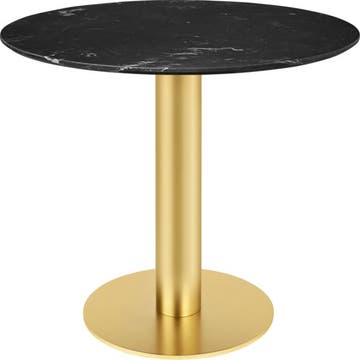 Table à manger 2.0 de Gubi, Ø 130 cm, Structure laiton, Black Marquina Marble