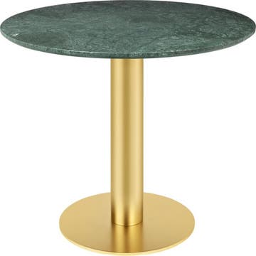 Table à manger 2.0 de Gubi, Ø 130 cm, Structure laiton, Marbre vert