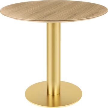 Table à manger 2.0 de Gubi, Ø 130 cm, Structure laiton, Chêne