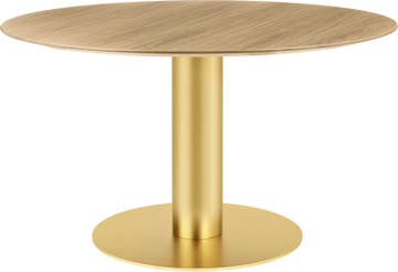 Table à manger 2.0 de Gubi, Ø 130 cm, Structure laiton, Chêne Table à manger 2.0 de Gubi, Ø 130 cm, Structure laiton, Chêne