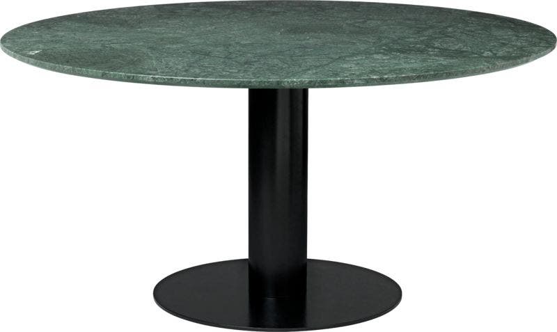 Table à manger 2.0 de Gubi, Ø 150 cm, Structure noire, Marbre vert Table à manger 2.0 de Gubi, Ø 150 cm, Structure noire, Marbre vert
