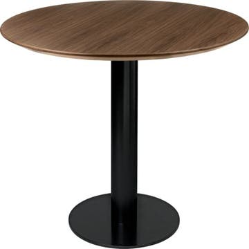Table à manger 2.0 de Gubi, Ø 150 cm, Structure noire, American Walnut Semi Matt Lacquered