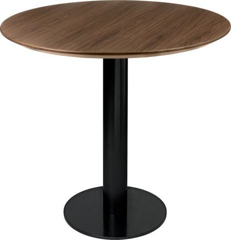Table à manger 2.0 de Gubi, Ø 150 cm, Structure noire, American Walnut Semi Matt Lacquered