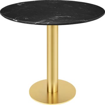 Table à manger 2.0 de Gubi, Ø 150 cm, Structure laiton, Black Marquina Marble