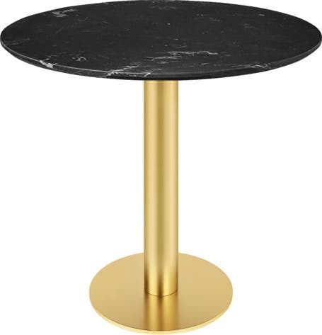 Table à manger 2.0 de Gubi, Ø 150 cm, Structure laiton, Black Marquina Marble