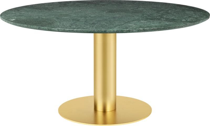 Table à manger 2.0, Ø 150 cm, Structure laiton, Marbre vert