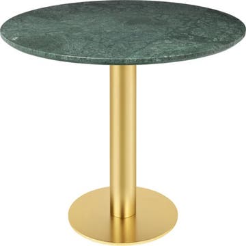 Table à manger 2.0 de Gubi, Ø 150 cm, Structure laiton, Marbre vert