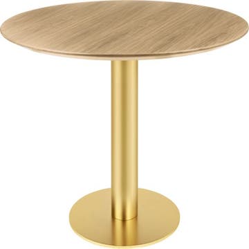 Table à manger 2.0 de Gubi, Ø 150 cm, Structure laiton, Chêne
