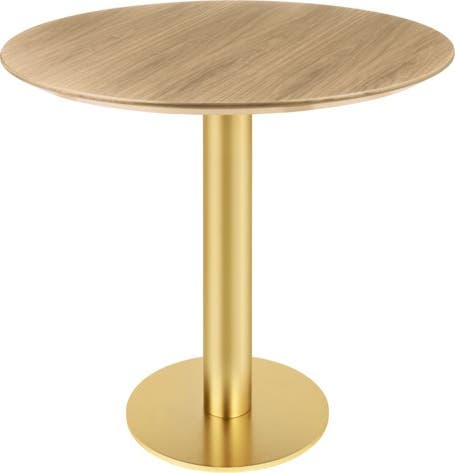 Table à manger 2.0 de Gubi, Ø 150 cm, Structure laiton, Chêne