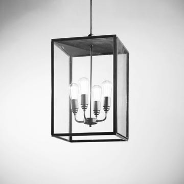 Suspension ILFORD LARGE CLOSED TOP C de Nautic, Bronze patiné foncé, Verre clair