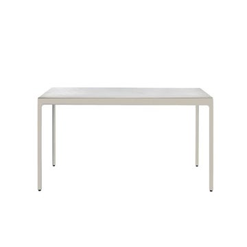 Table rectangulaire ILLUM 267 x 100 de Tribù, Pieds lin, Plateau céramique finition marbre blanc de carrare