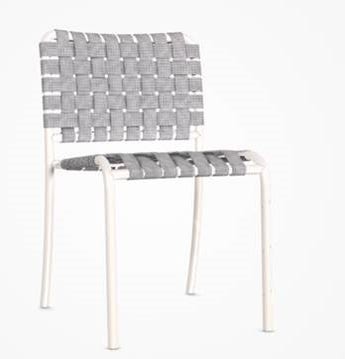Chaise INOUT 823 de Gervasoni, Strucure blanche, Tressage gris
