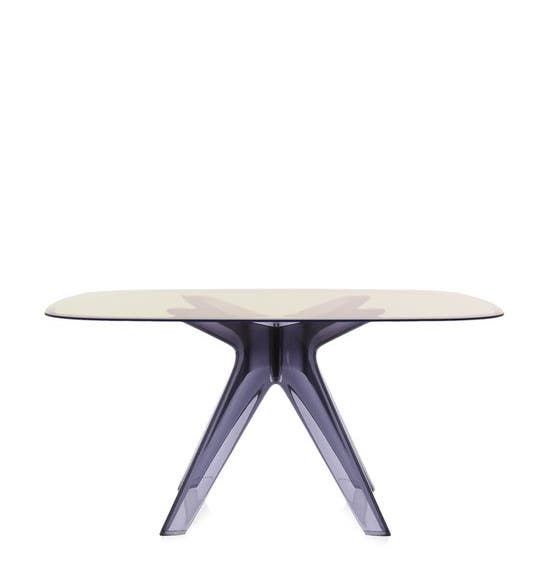 Table SIR GIO Carrée de Kartell, Pieds fumé, Jaune
