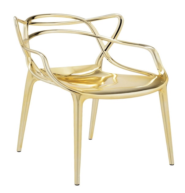 Chaise MASTERS métallisée de Kartell, Or