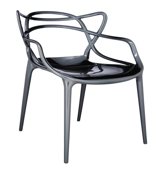 Chaise MASTERS métallisée de Kartell, Titane