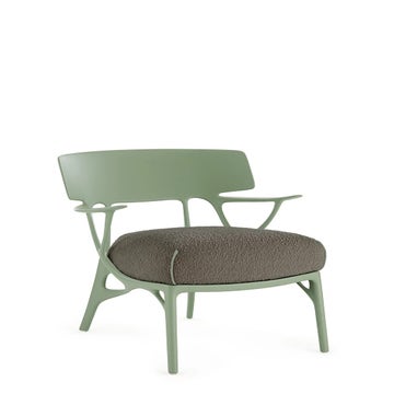 Fauteuil A.I. LOUNGE, Structure verte, Tissu bouclé Gris