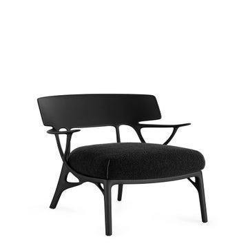 Fauteuil A.I. LOUNGE, Structure noire, Tissu bouclé Noir