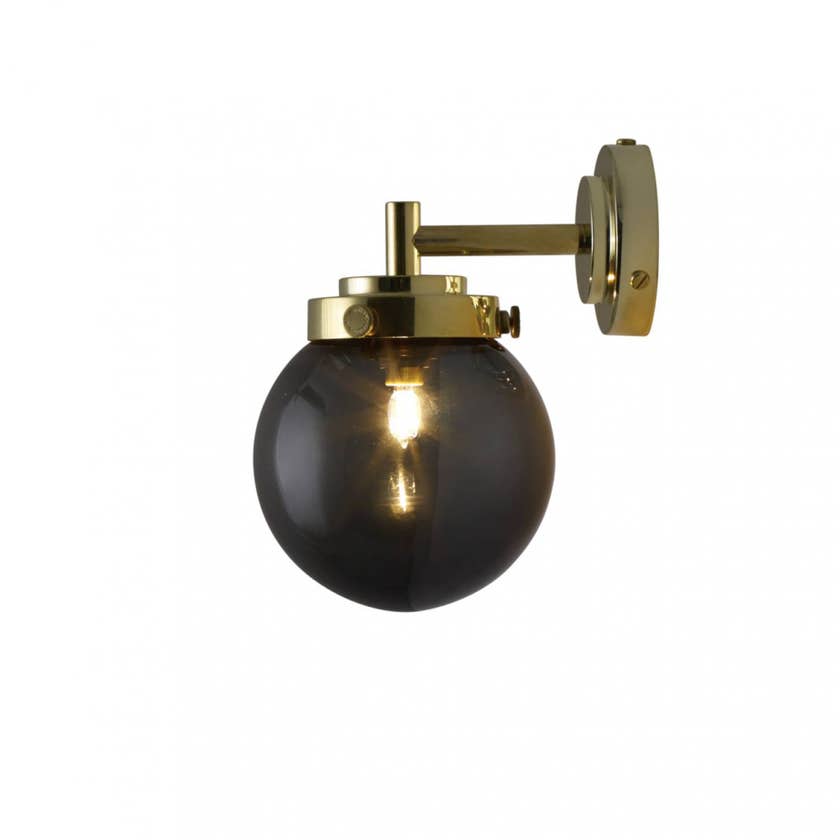 Applique MINI GLOBE d'Original BTC, Verre anthracite, Laiton poli Applique MINI GLOBE d'Original BTC, Verre anthracite, Laiton poli