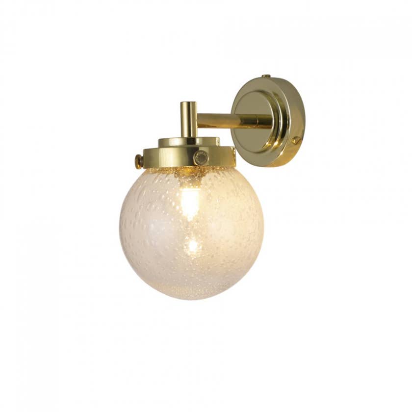 Applique MINI GLOBE d'Original BTC, Verre bulle, Laiton poli Applique MINI GLOBE d'Original BTC, Verre bulle, Laiton poli