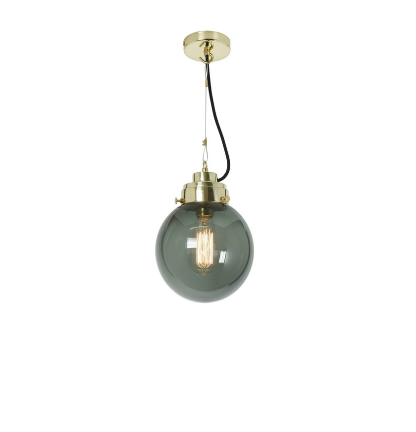 Suspension SMALL GLOBE d'Original BTC, Verre anthracite, Laiton